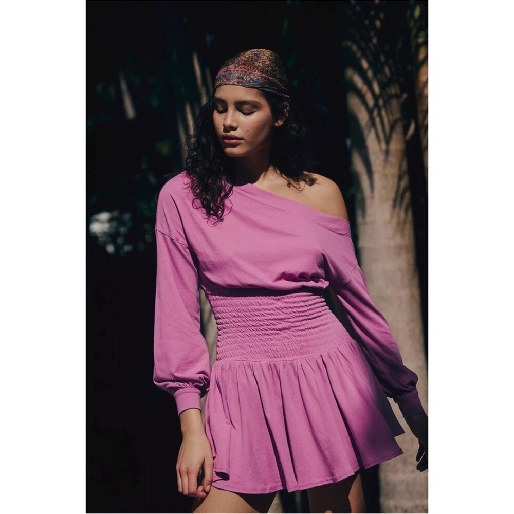 Free People Scorching Hot Long Sleeve Mini Dress, Wisteria Pink, NWT, M & L - Picture 2 of 7